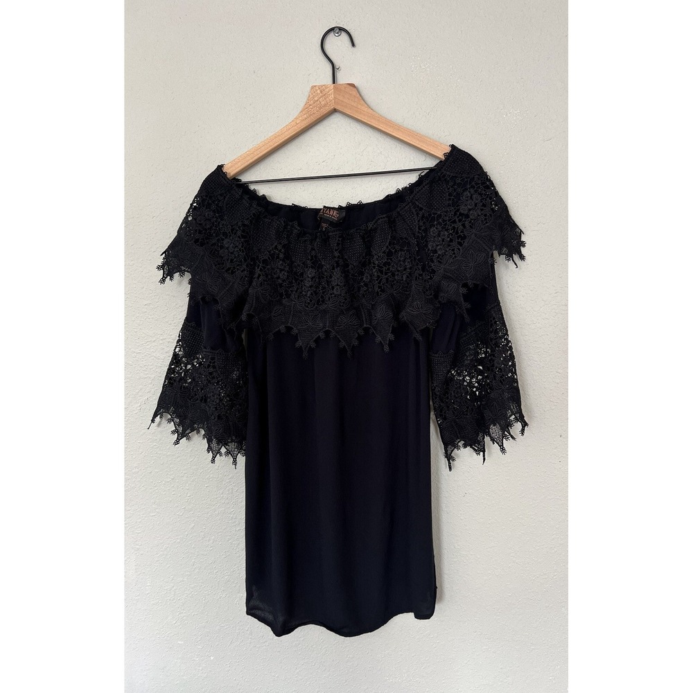 Shyanne Dress Lace Sleeves Black Country Western Country Cowgirl Off Shoulder S
